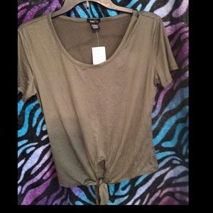 Olive green crop top with tie